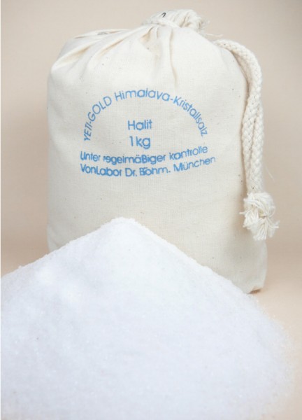 Himalaya Salz Halit Pulver in Baumwollbeutel